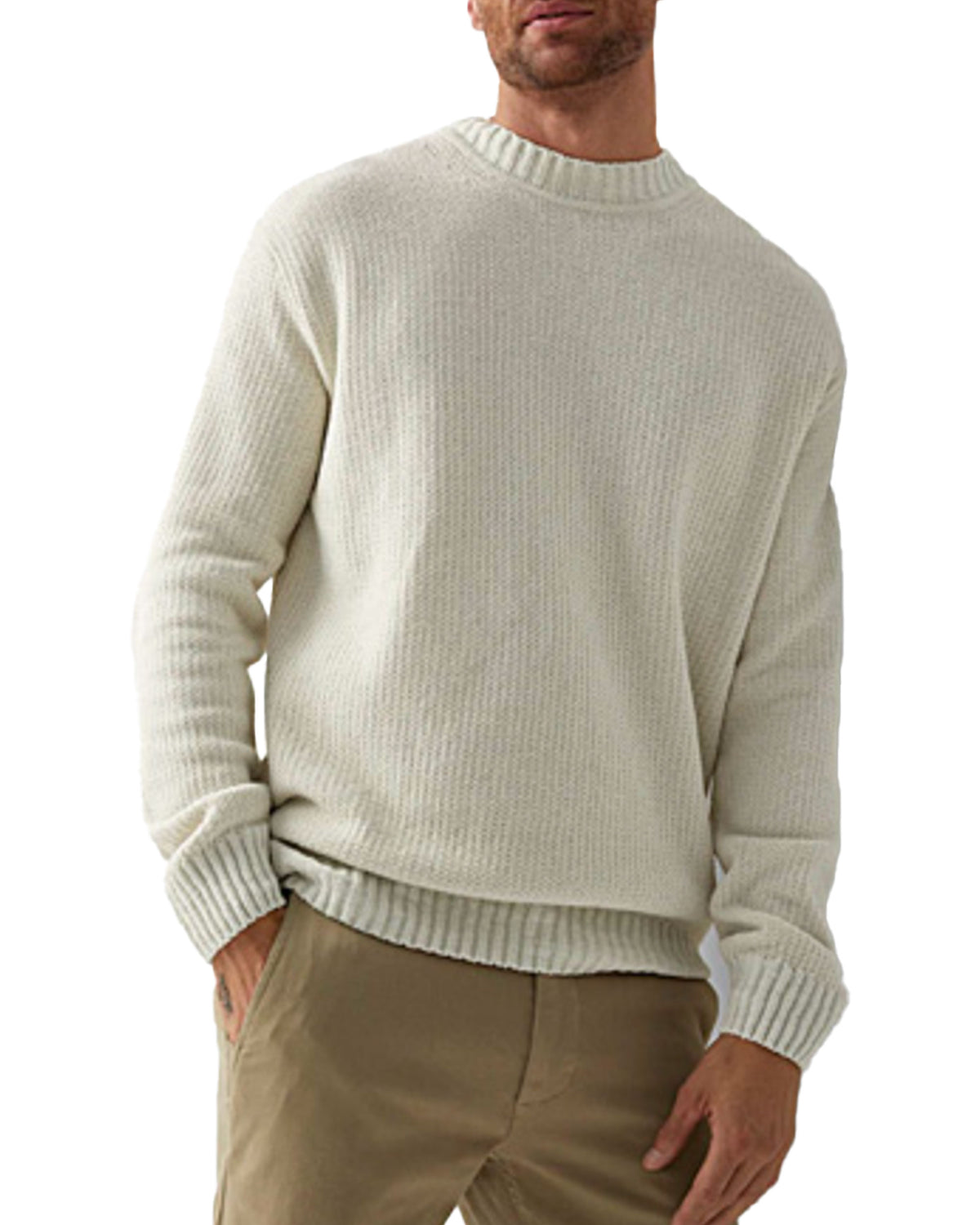 Man Sweater Boss Korduroy Cream