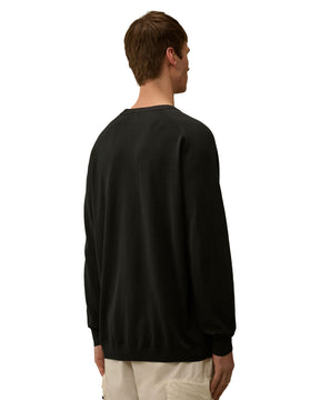 CP Company Men's Sweater Cotton Crepe Crewneck Lens Sweater Black