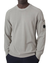 Maglione Uomo CP Company Cotton Crepe Crewneck Lens Sweater Dove