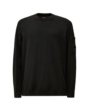 Maglione Uomo CP Company Cotton Crepe Crewneck Lens Sweater Total Eclipse