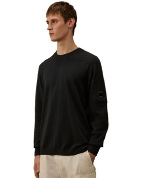 Maglione Uomo CP Company Cotton Crepe Crewneck Lens Sweater Total Eclipse