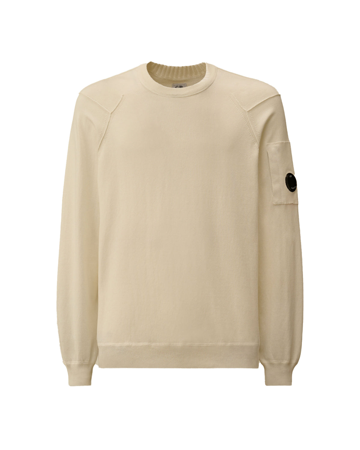 Maglione Uomo CP Company Cotton Sea Island Crewneck Lens Knit Frozen Dew Beige