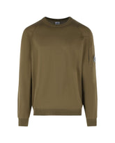 CP Company Men's Sweater Cotton Sea Island Crewneck Lens Knit Ivy Green