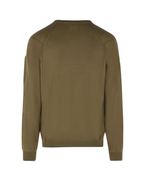 CP Company Men's Sweater Cotton Sea Island Crewneck Lens Knit Ivy Green