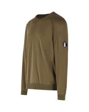 CP Company Men's Sweater Cotton Sea Island Crewneck Lens Knit Ivy Green