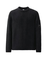 Maglione Uomo CP Company Full Rib Cotton Crewneck Lens Sweater Nero