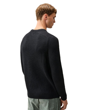 Maglione Uomo CP Company Full Rib Cotton Crewneck Lens Sweater Nero