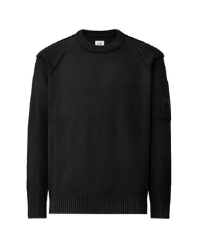 Maglione Uomo CP Company Lambswool Grs Crewneck Sweater Black