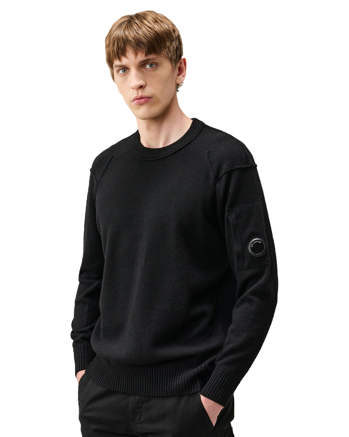 Maglione Uomo CP Company Lambswool Grs Crewneck Sweater Black