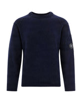 Maglione Uomo CP Company Lambswool Grs Crewneck Sweater Total Eclipse