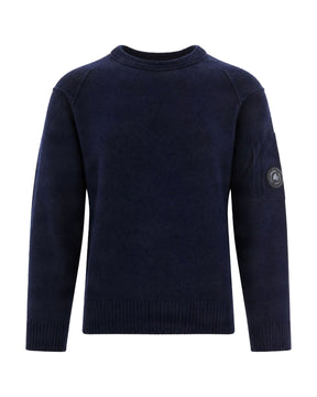 Maglione Uomo CP Company Lambswool Grs Crewneck Sweater Total Eclipse