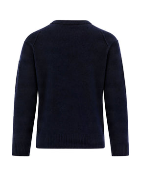 Maglione Uomo CP Company Lambswool Grs Crewneck Sweater Total Eclipse