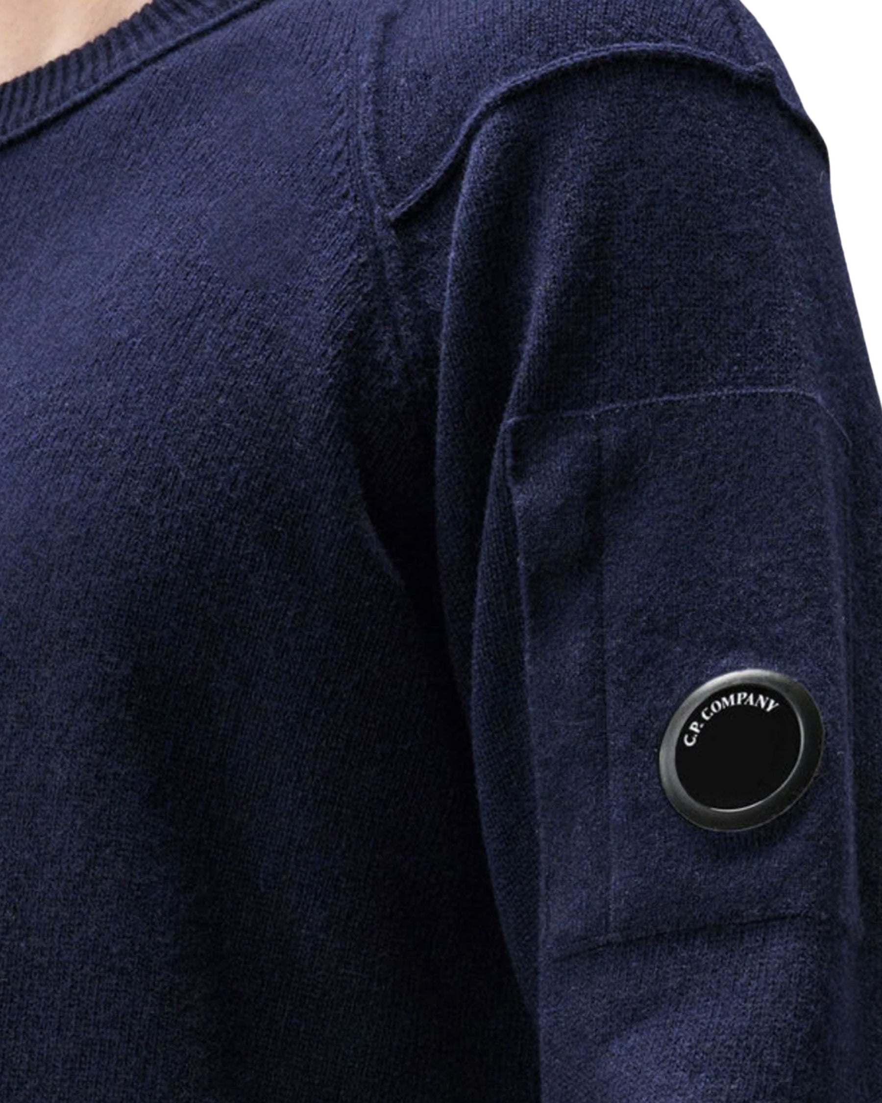 Maglione Uomo CP Company Lambswool Grs Crewneck Sweater Total Eclipse