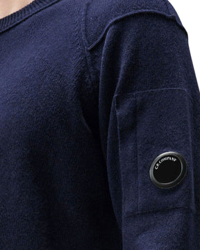 Maglione Uomo CP Company Lambswool Grs Crewneck Sweater Total Eclipse