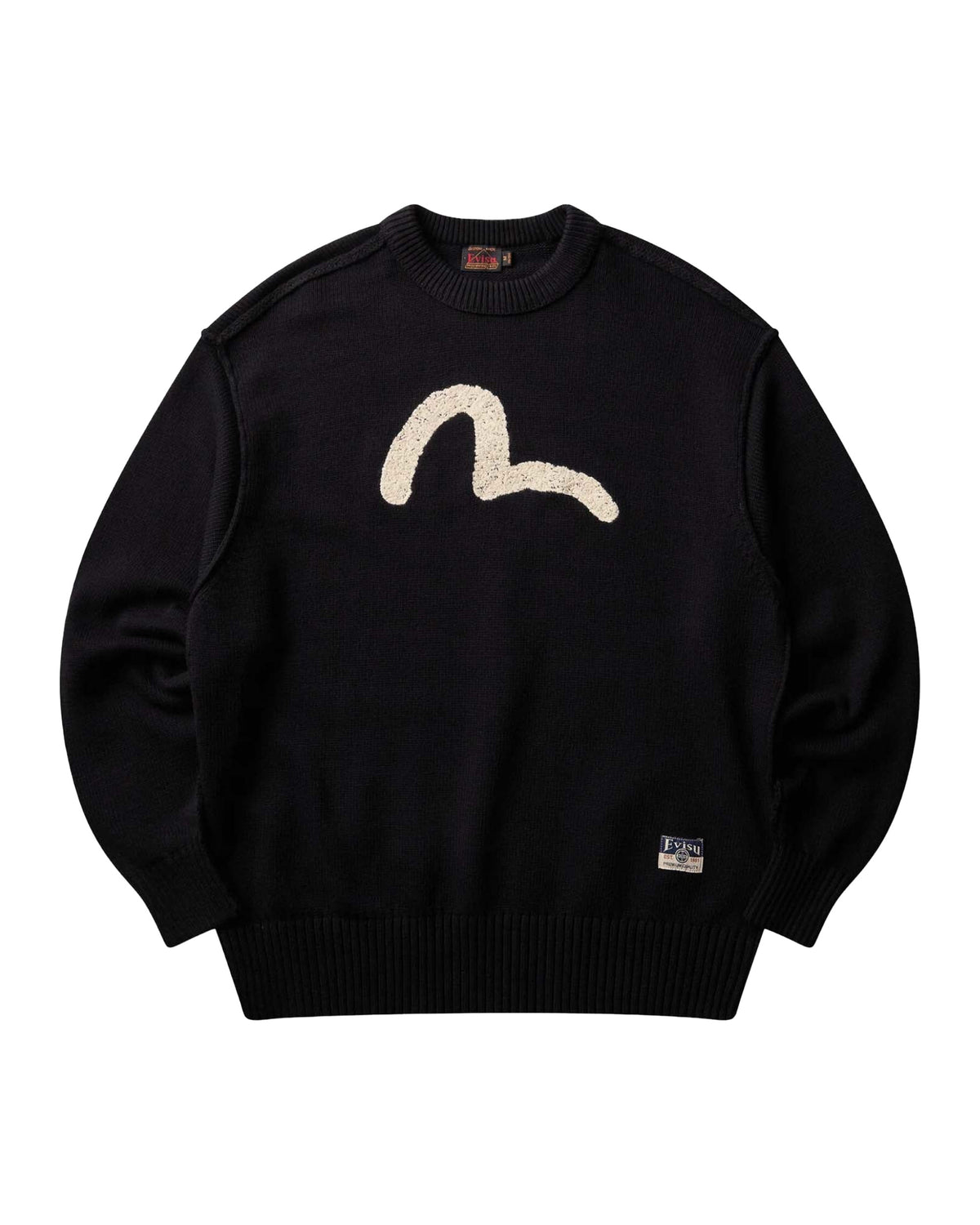 Maglione Uomo Evisu Logo Embroidery Knit Pullover Nero