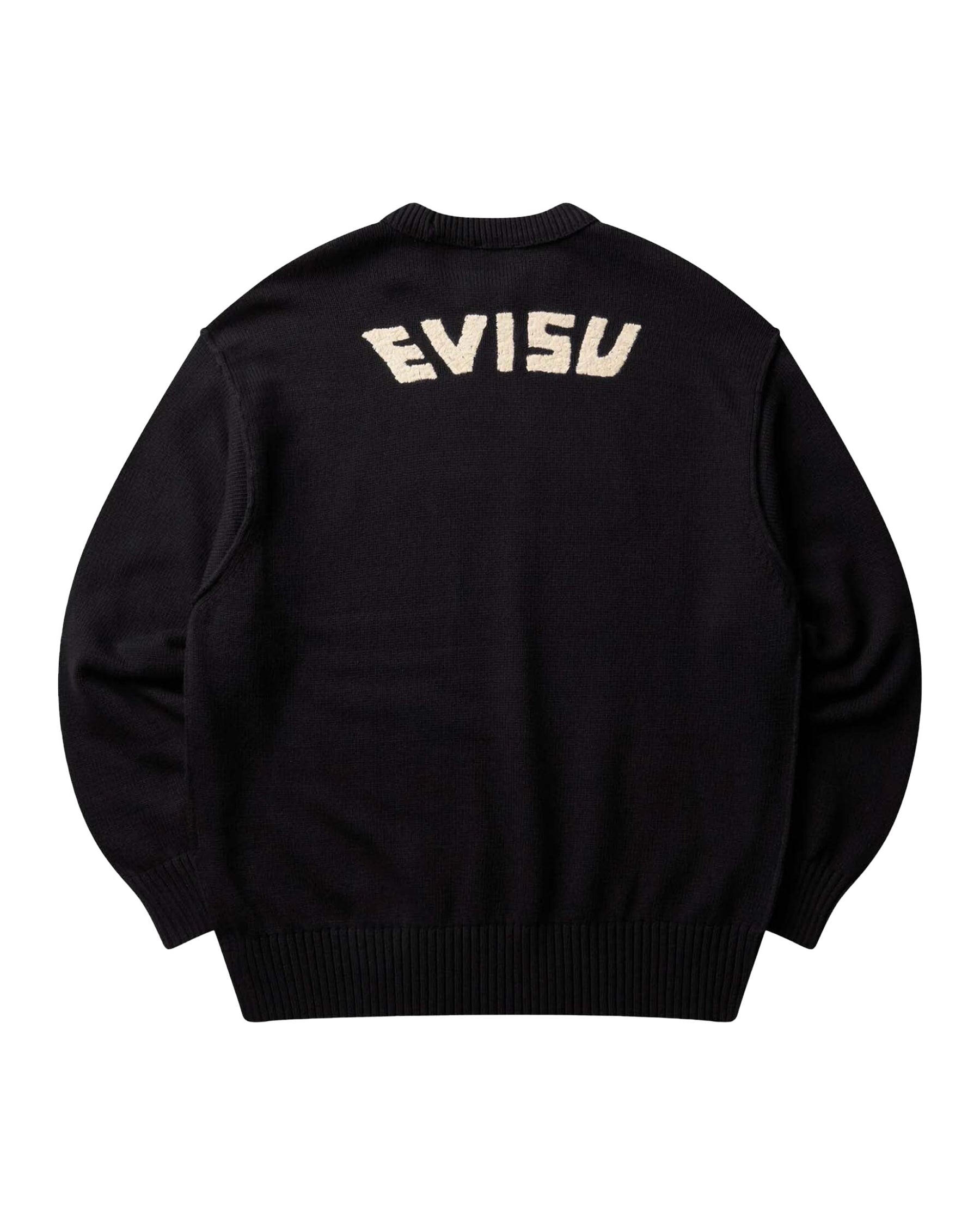 Maglione Uomo Evisu Logo Embroidery Knit Pullover Nero