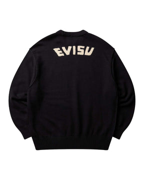 Maglione Uomo Evisu Logo Embroidery Knit Pullover Nero