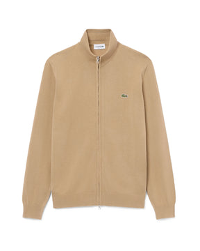 Men's Lacoste Full Zip Beige Sweater