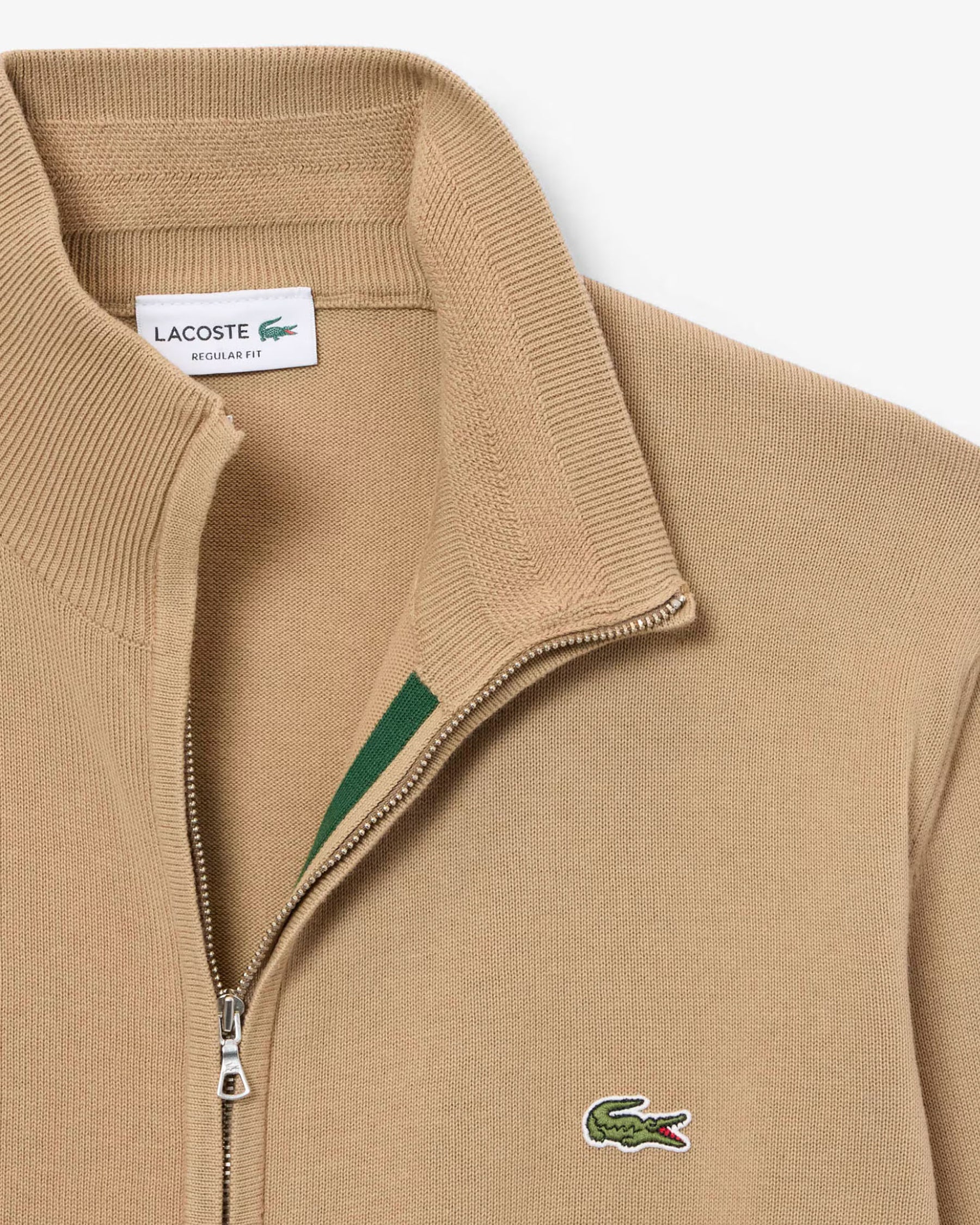 Men's Lacoste Full Zip Beige Sweater