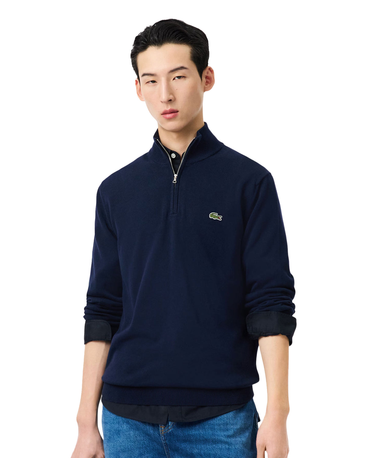 Maglione Uomo Lacoste Mezza Zip Blu