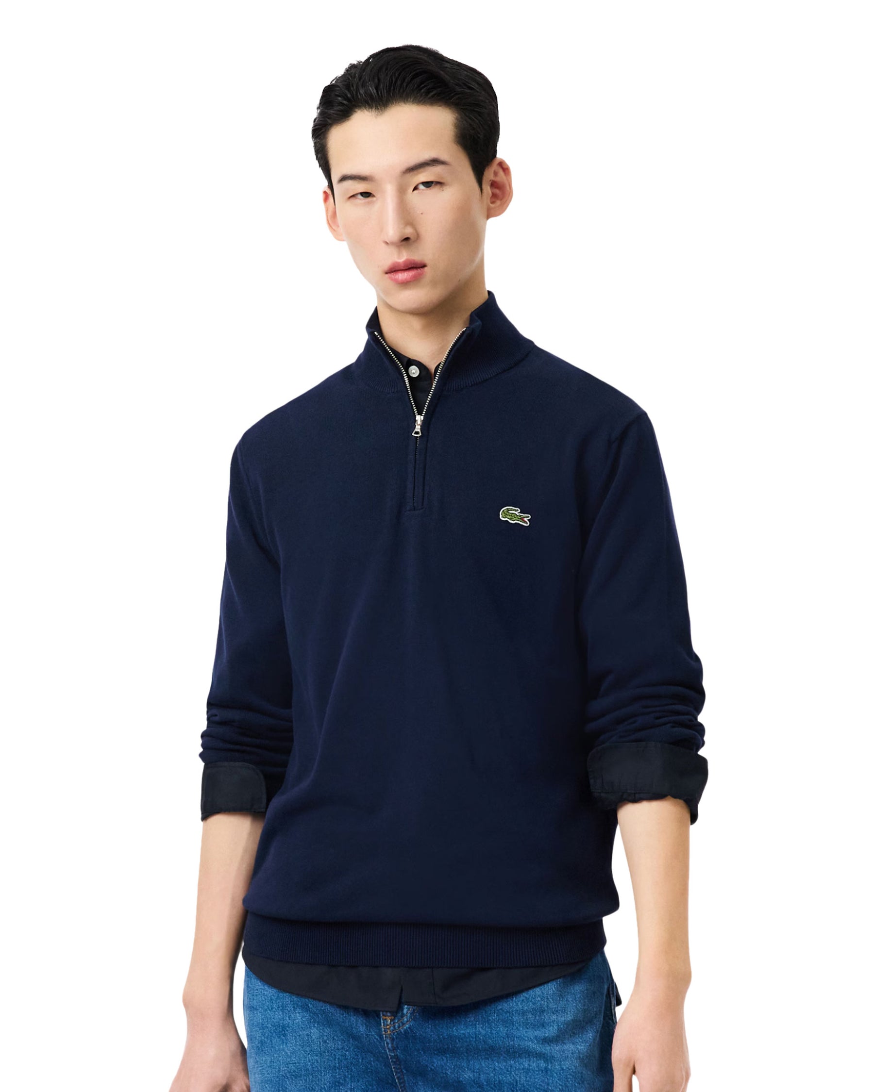 Maglione Uomo Lacoste Mezza Zip Blu