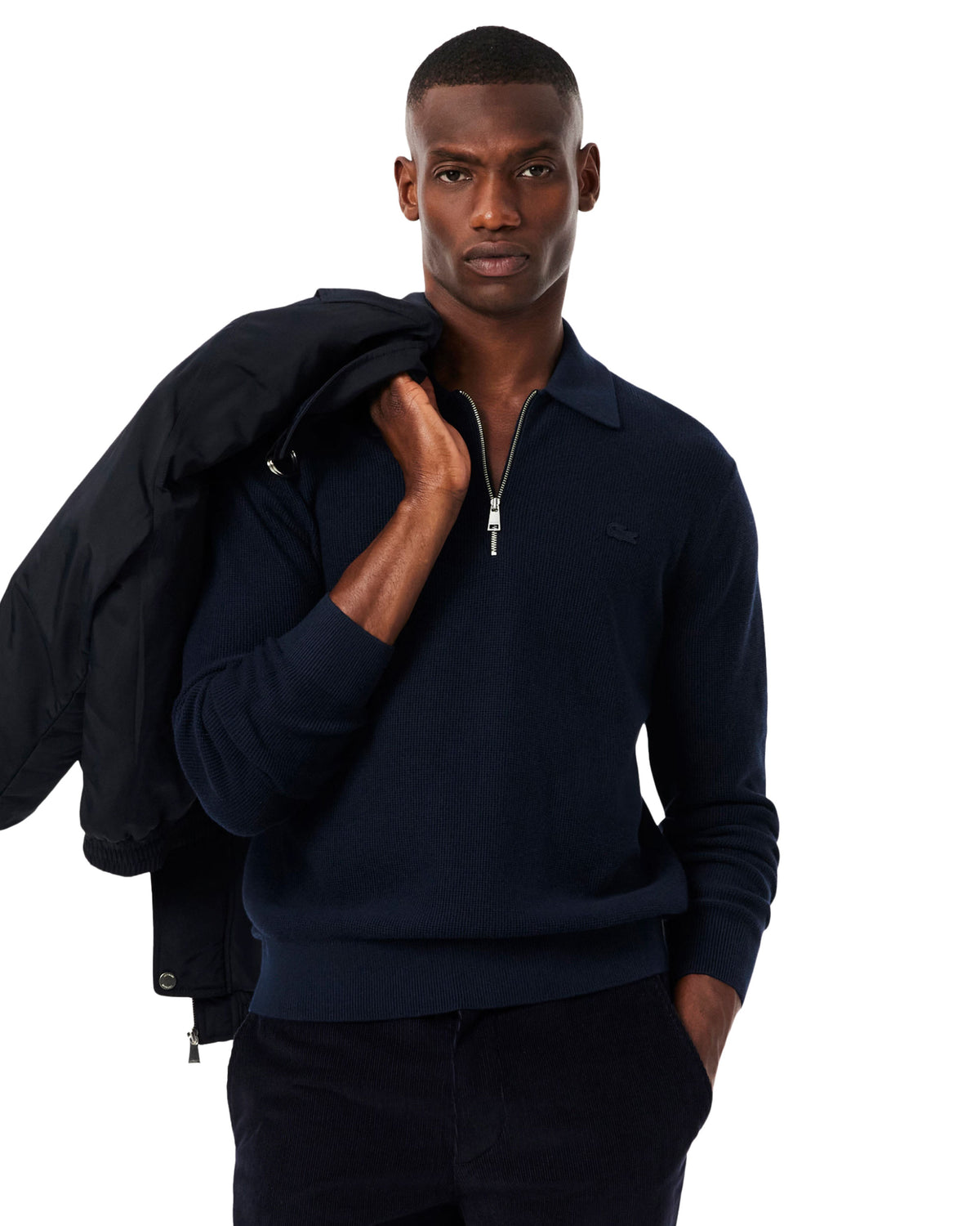 Maglione Uomo Lacoste Polo Mezza Zip Blu