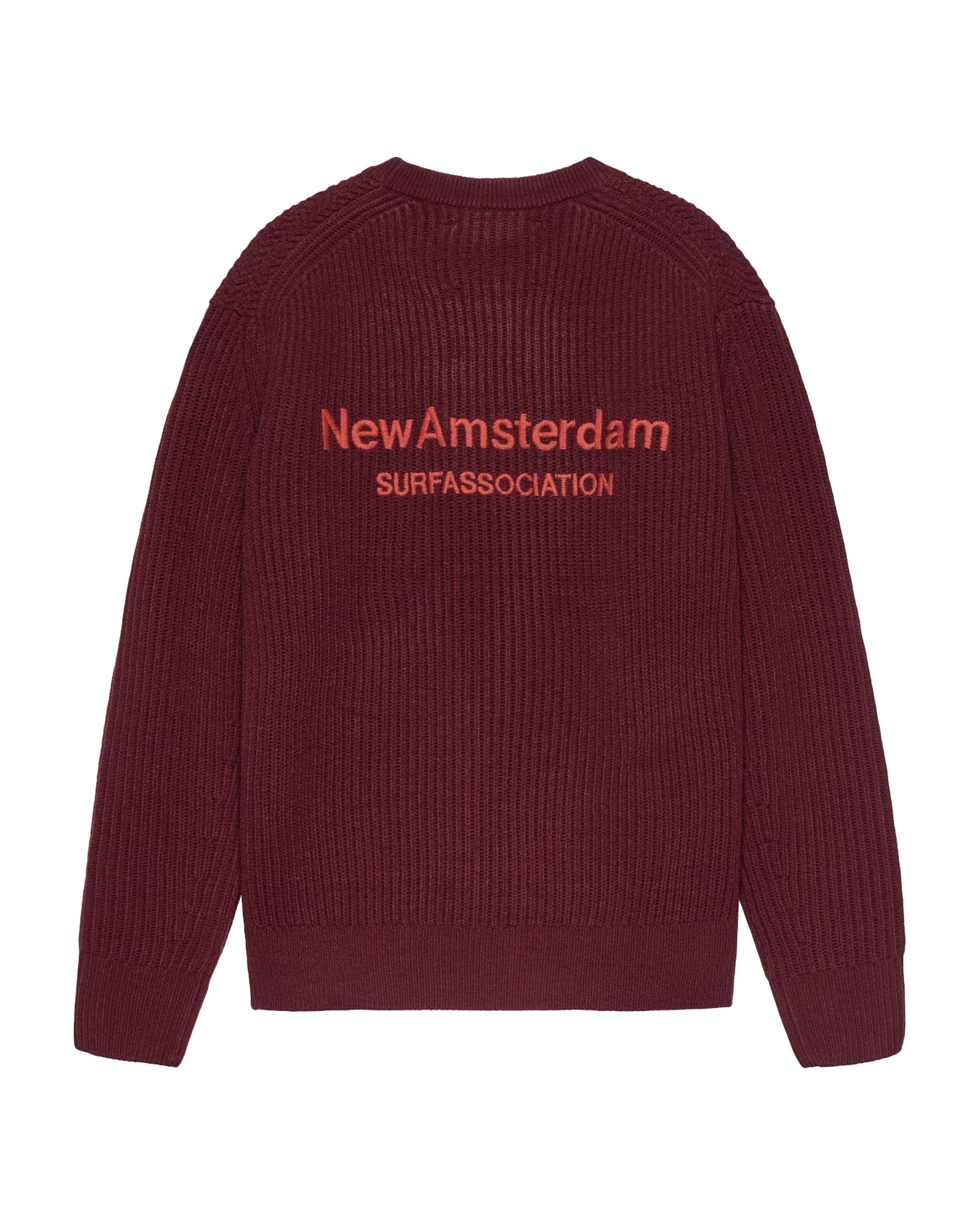 Maglione Uomo New Amsterdam Surfassociation Knitted Crewneck Burgundy
