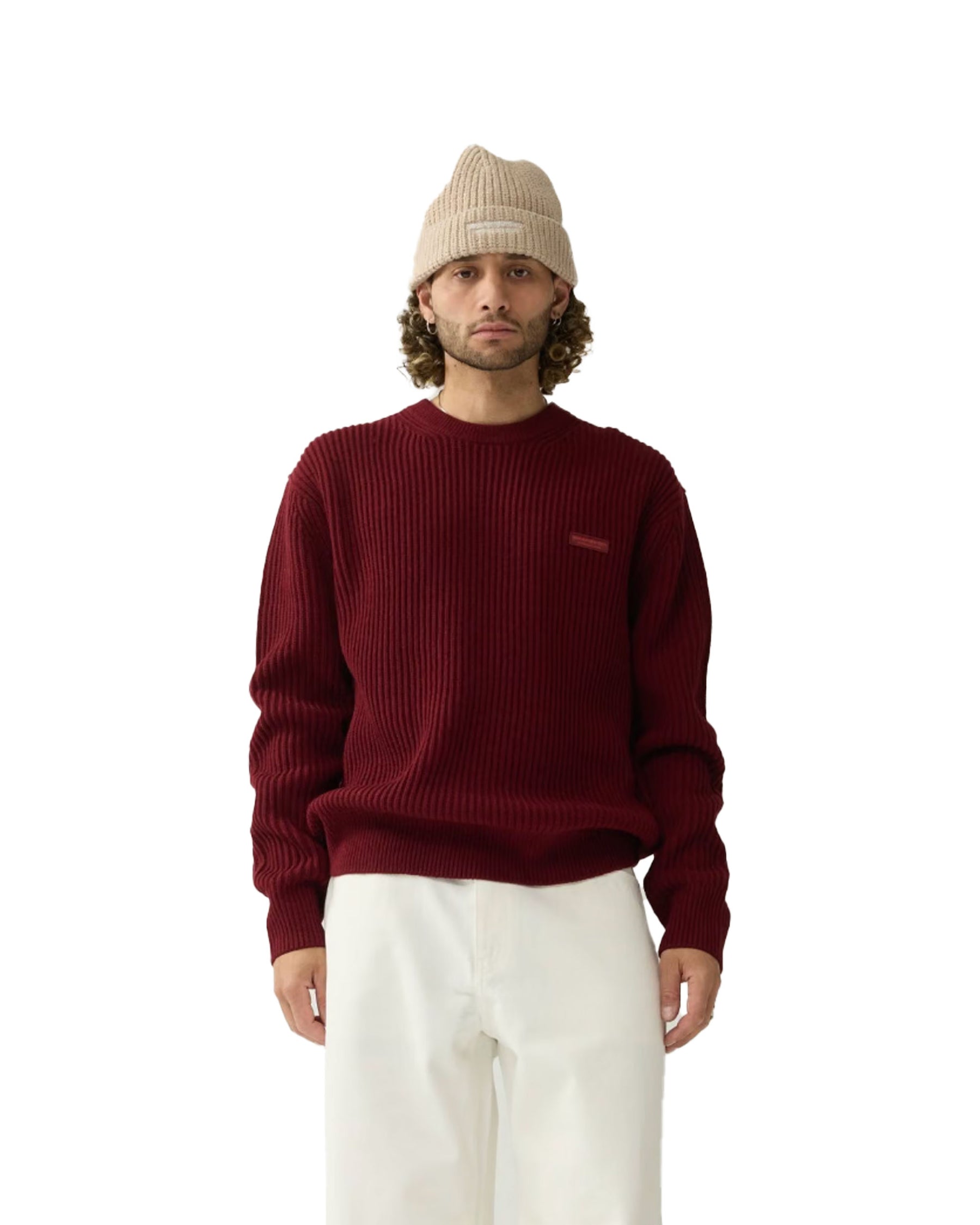 Maglione Uomo New Amsterdam Surfassociation Knitted Crewneck Burgundy