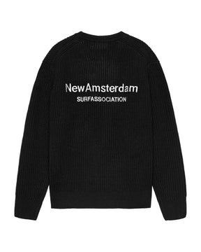 New Amsterdam Surfassociation Knitted Crewneck Men's Sweater Black