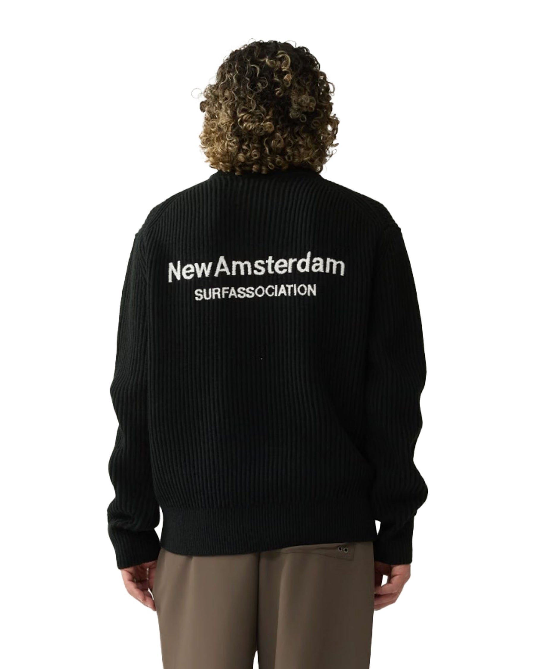 New Amsterdam Surfassociation Knitted Crewneck Men's Sweater Black