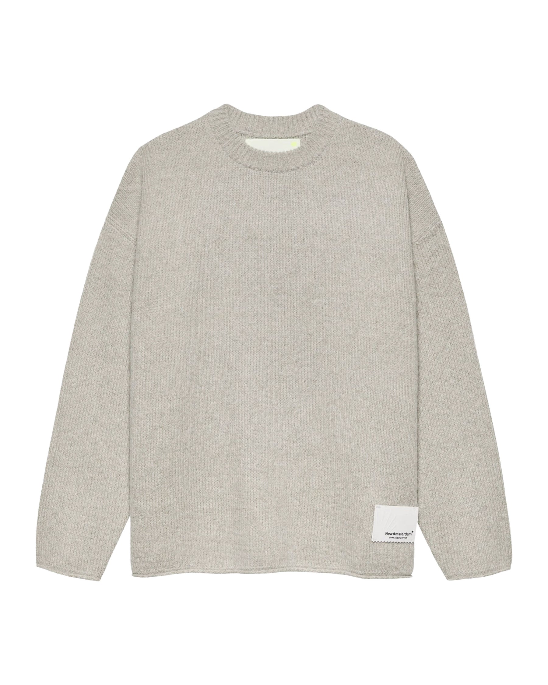 Maglione Uomo New Amsterdam Surfassociation Knitted Stamp Crewneck Grey Melange