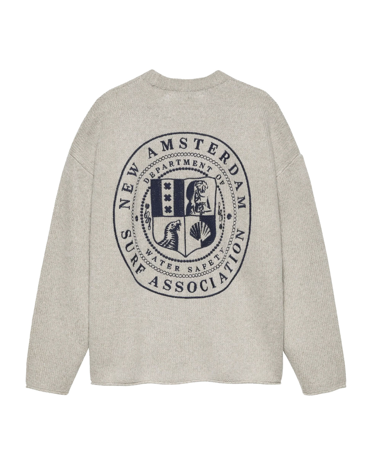 Maglione Uomo New Amsterdam Surfassociation Knitted Stamp Crewneck Grey Melange
