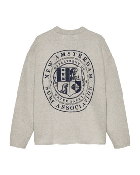 Maglione Uomo New Amsterdam Surfassociation Knitted Stamp Crewneck Grey Melange