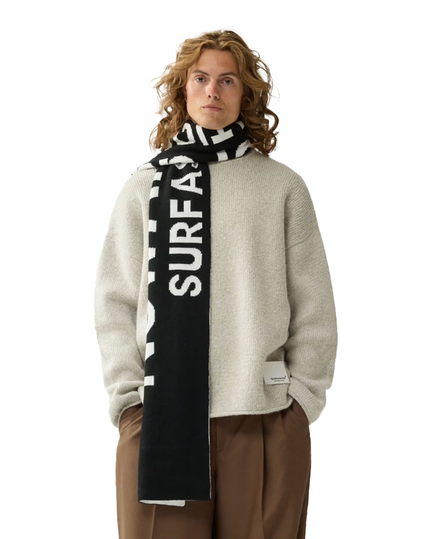 Maglione Uomo New Amsterdam Surfassociation Knitted Stamp Crewneck Grey Melange