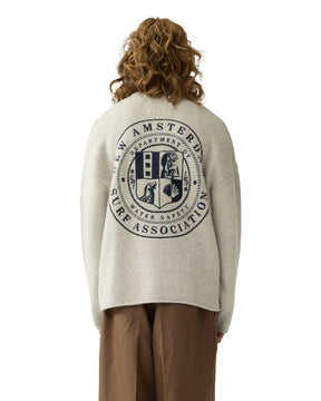 Maglione Uomo New Amsterdam Surfassociation Knitted Stamp Crewneck Grey Melange