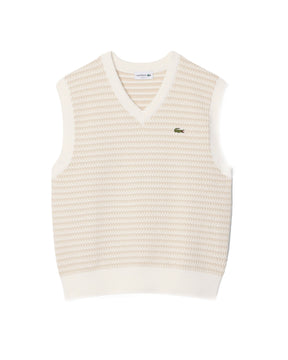 Men's Lacoste Sleeveless Jacquard Sweater Beige
