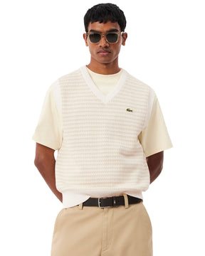 Men's Lacoste Sleeveless Jacquard Sweater Beige