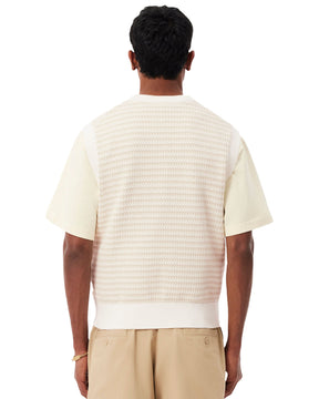 Men's Lacoste Sleeveless Jacquard Sweater Beige