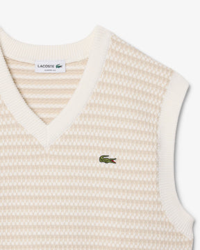 Men's Lacoste Sleeveless Jacquard Sweater Beige