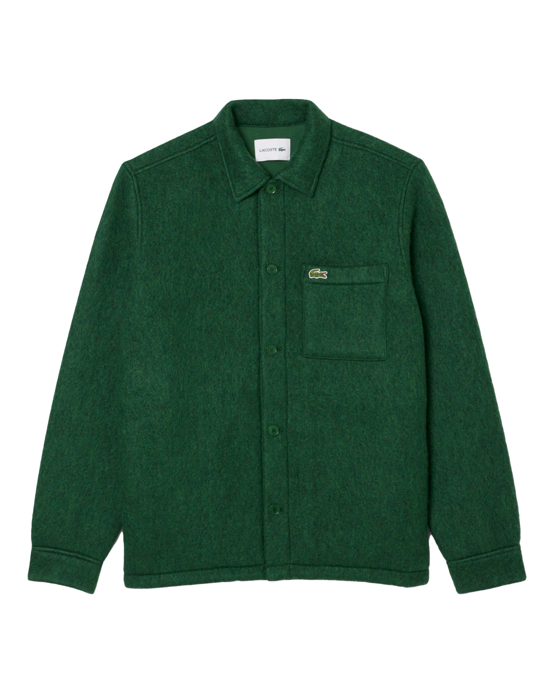 Overshirt Uomo Lacoste In Feltro Misto Lana Verde