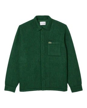 Overshirt Uomo Lacoste In Feltro Misto Lana Verde