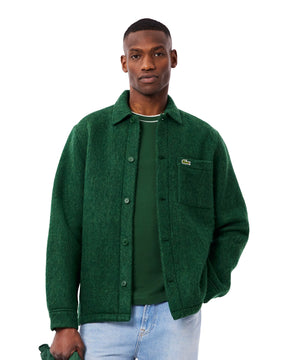 Overshirt Uomo Lacoste In Feltro Misto Lana Verde