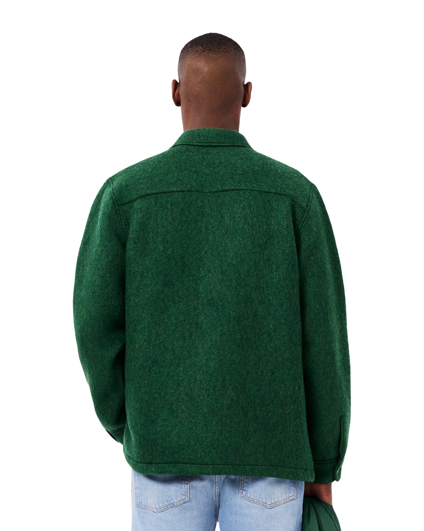 Overshirt Uomo Lacoste In Feltro Misto Lana Verde