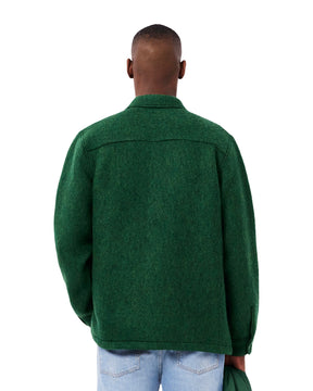 Overshirt Uomo Lacoste In Feltro Misto Lana Verde