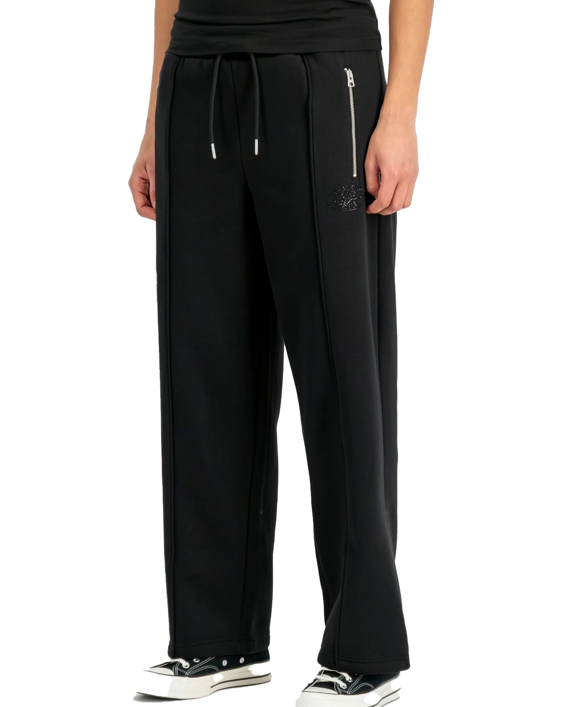 Pantalone Donna Alpha Industries Rhinestone World Logo Jogger W Nero