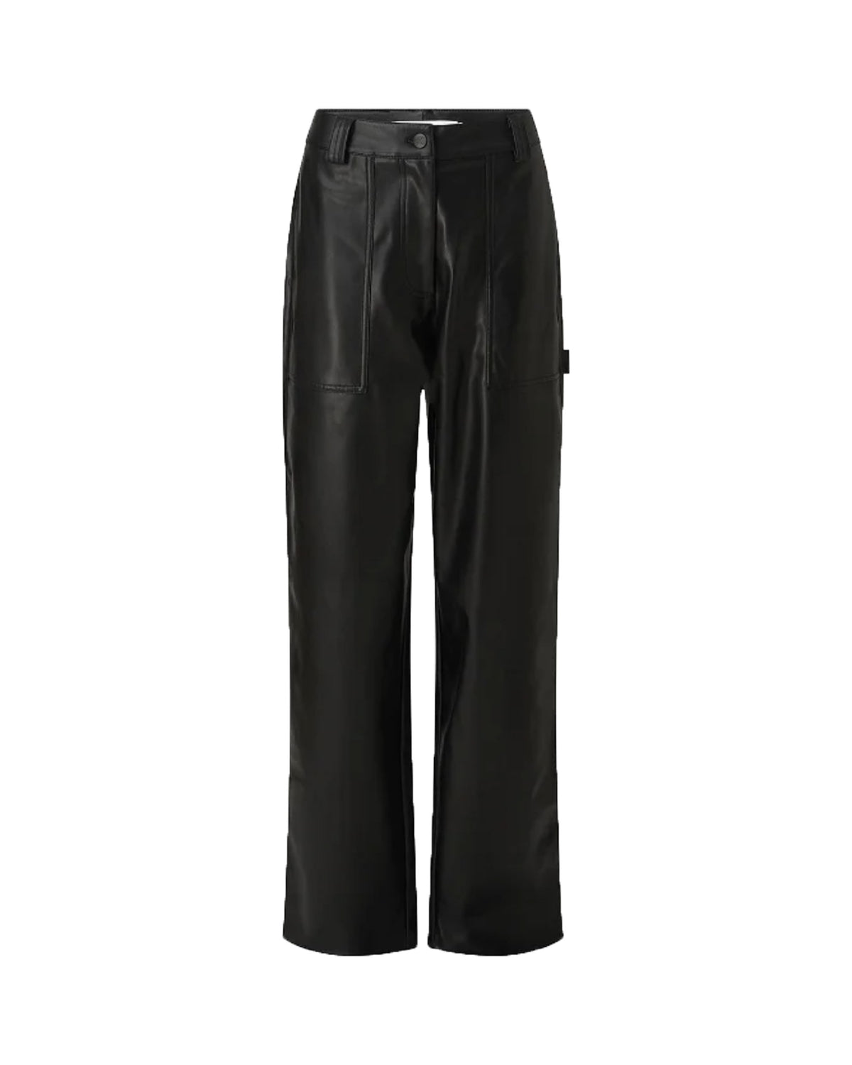 Woman Pant Clavin Klein Faux Leather High Rise Straight Black