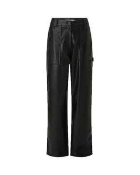 Pantalone Donna Clavin Klein Faux Leather High Rise Straight Nero