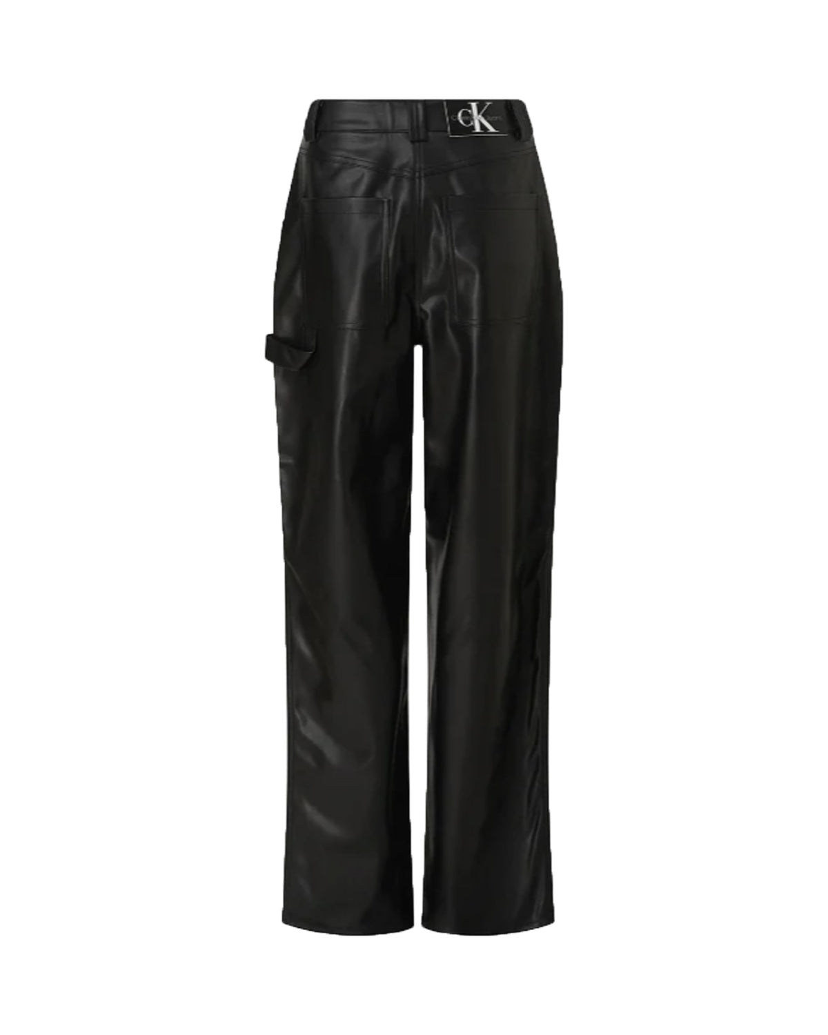 Woman Pant Clavin Klein Faux Leather High Rise Straight Black
