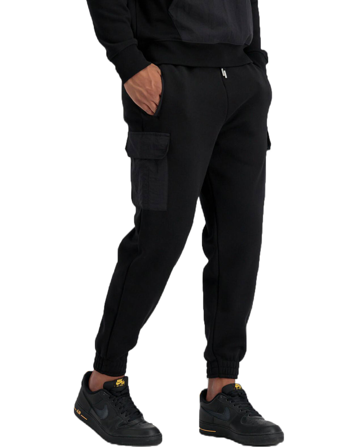 Man Pant Alpha Industries Sweat Nylon Cargo Jogger Black