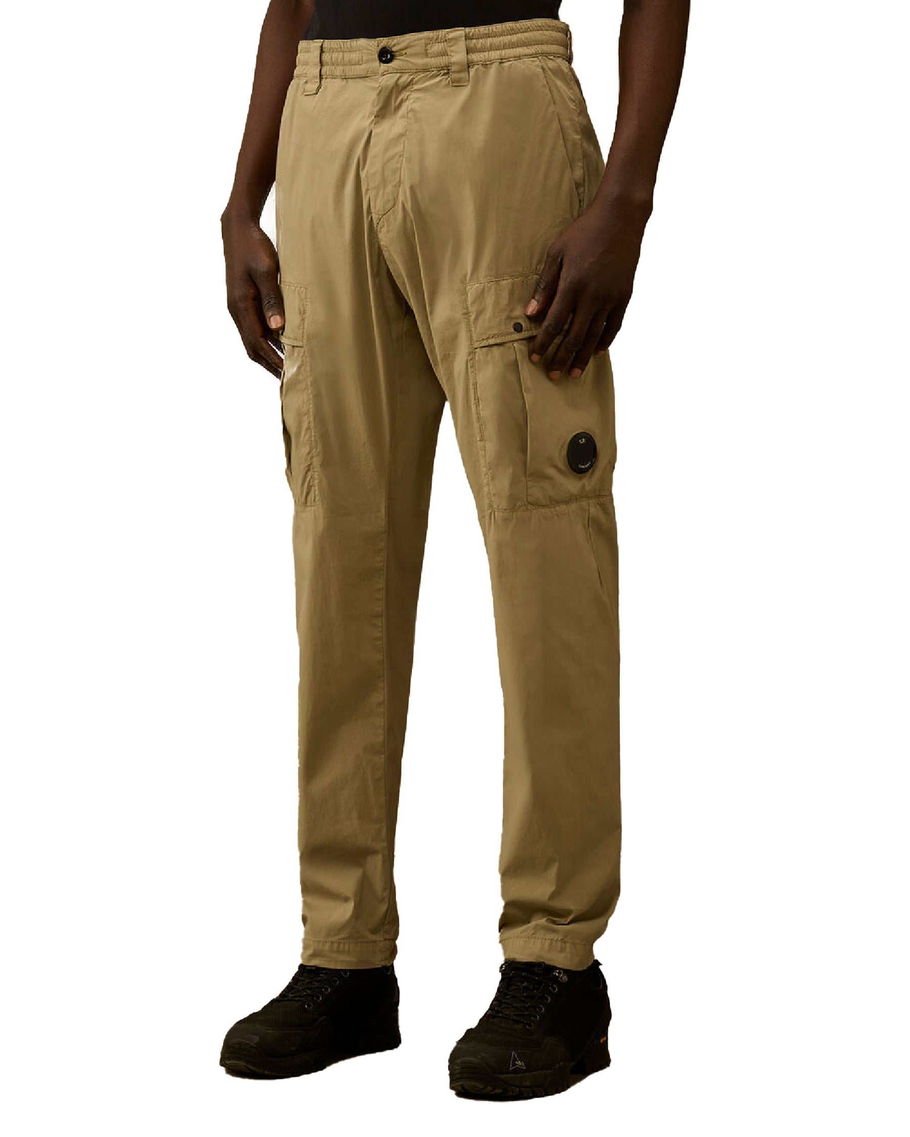 CP Company Men's Cargo Trousers In 50 Thread Stretch Moss Gray Beige